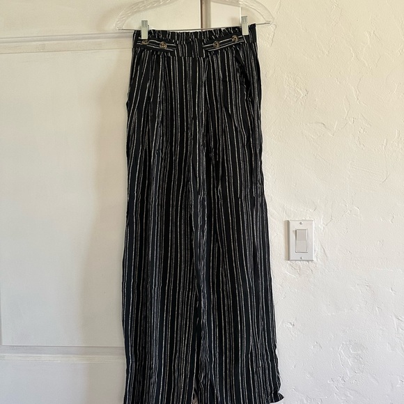 Pants - Black and White Striped Pants